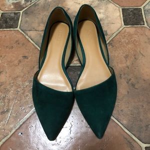 J crew forest green suede pointed toe flats